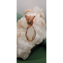 Oregon coast ocean quartz copper pendant with ocean jasper accent